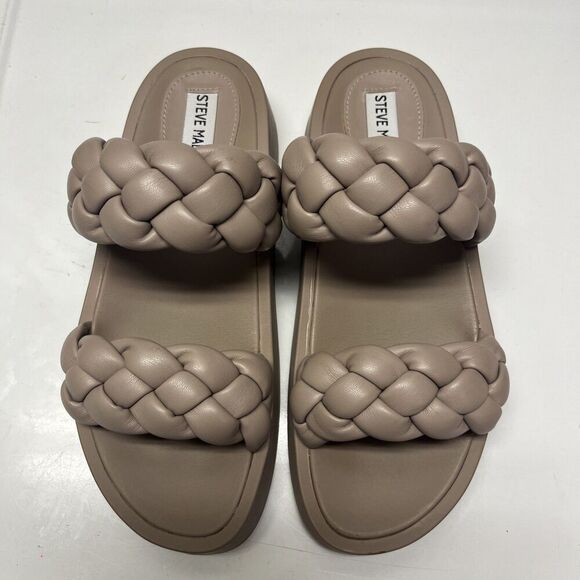 Steve Madden Women’s Hillary Braided Taupe Slip-On Sandals Size 8M - Picture 1 of 9